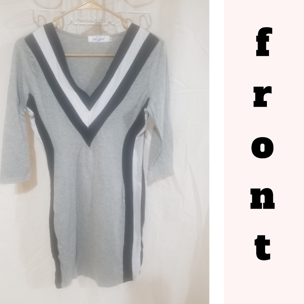 Mid sleeve v neck dress